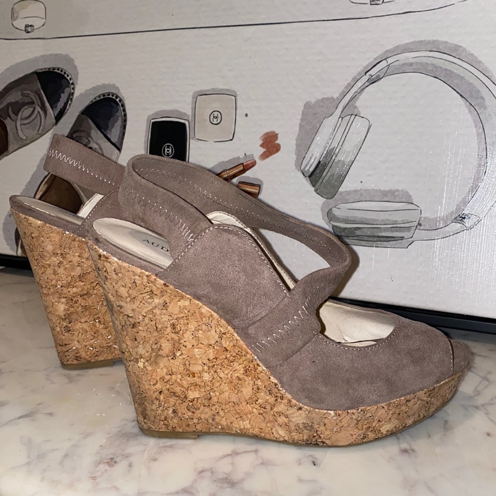 Faux Suede and Cork Wedge Sandal